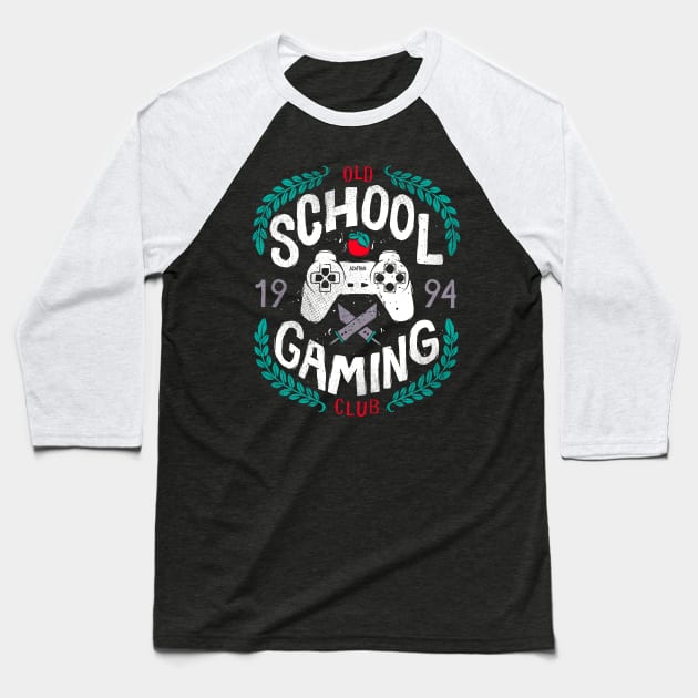 Old School Gaming Club - PSX Baseball T-Shirt by Azafran